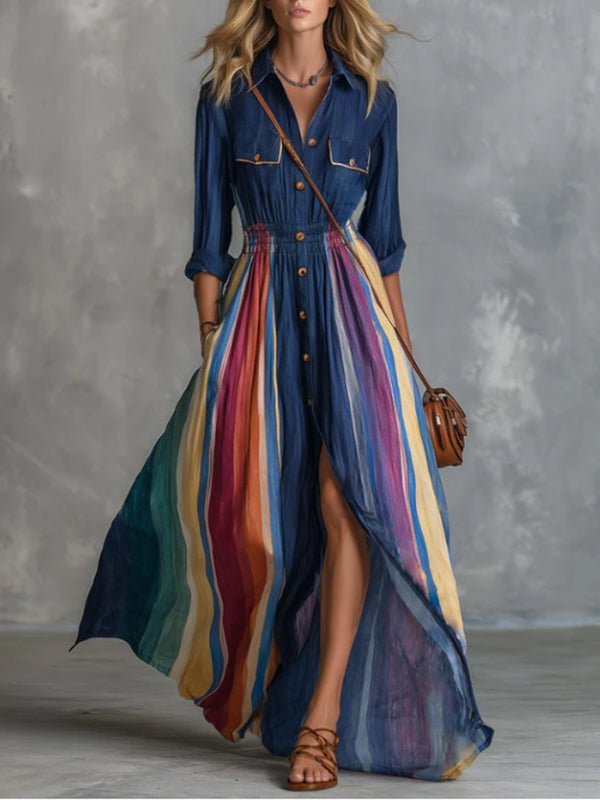Stripe Combo Shirt Dress