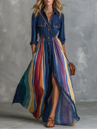 Stripe Combo Shirt Dress