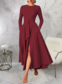 Solid Tied Slit Dress