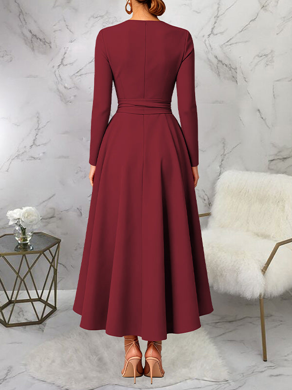 Solid Tied Slit Dress