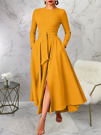 Solid Tied Slit Dress
