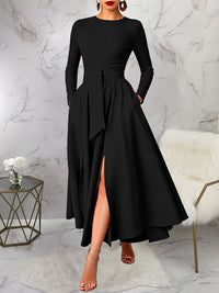 Solid Tied Slit Dress