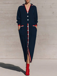 Contrast Button-Front Dress