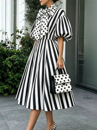 Stripe Tie-Neck Dress