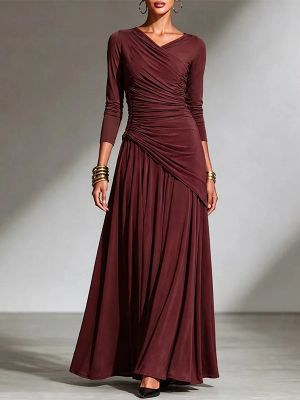 V-Neck Ruched Top & Skirt Set