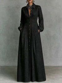 Button-Front Denim Shirt Dress