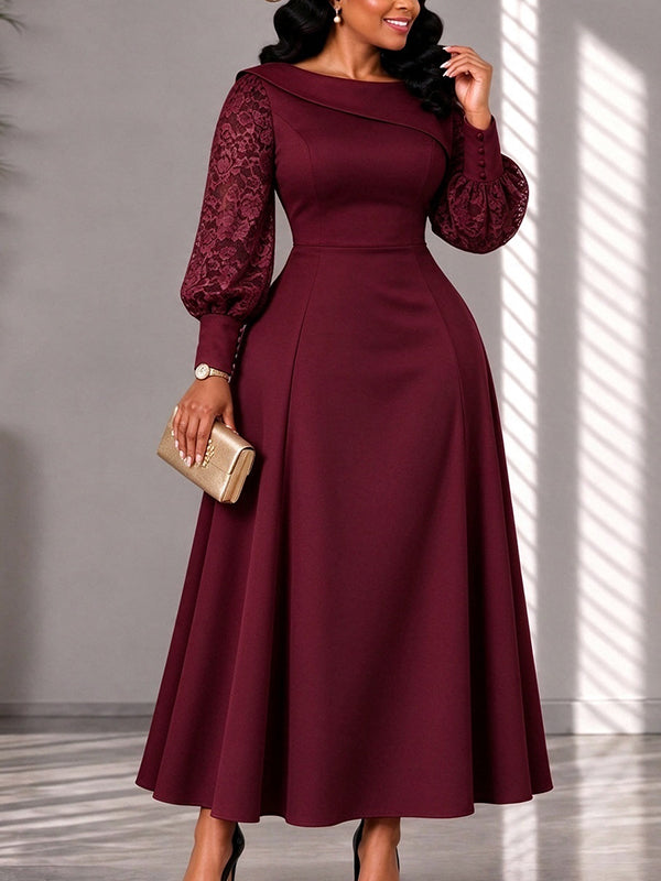 Lace Combo Midi Dress