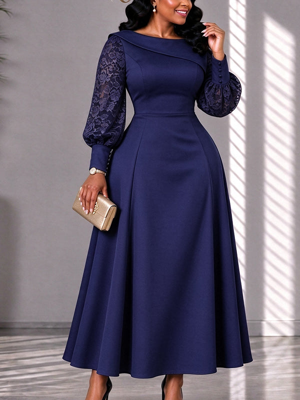 Lace Combo Midi Dress