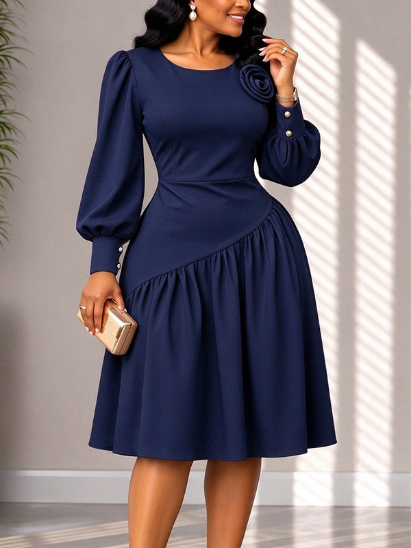3D Floral Midi Dress