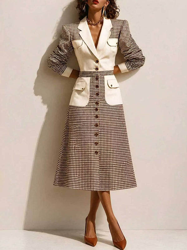 Plaid Combo Blazer Dress