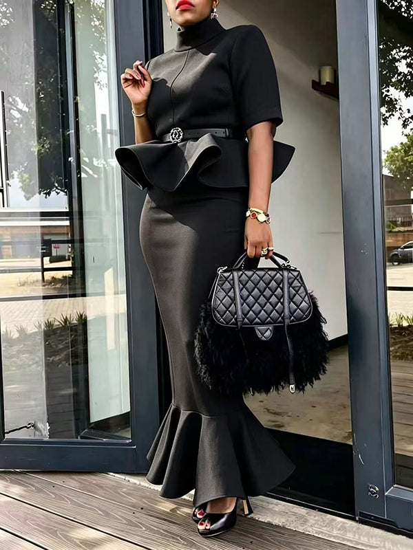 Peplum Top & Mermaid Skirt Set