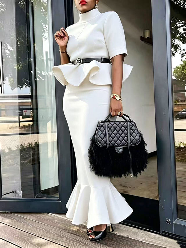 Peplum Top & Mermaid Skirt Set