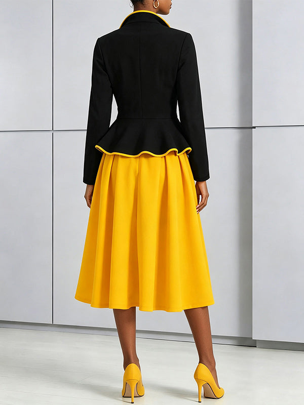 Contrast Blazer & Dress Set