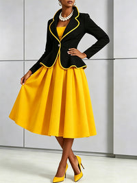 Contrast Blazer & Dress Set