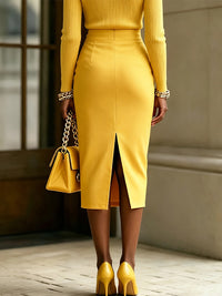 Button Top & Tied Skirt Set