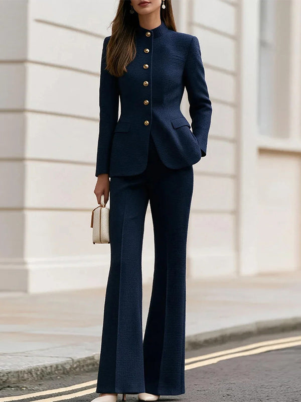 Button-Front Blazer & Pants Set