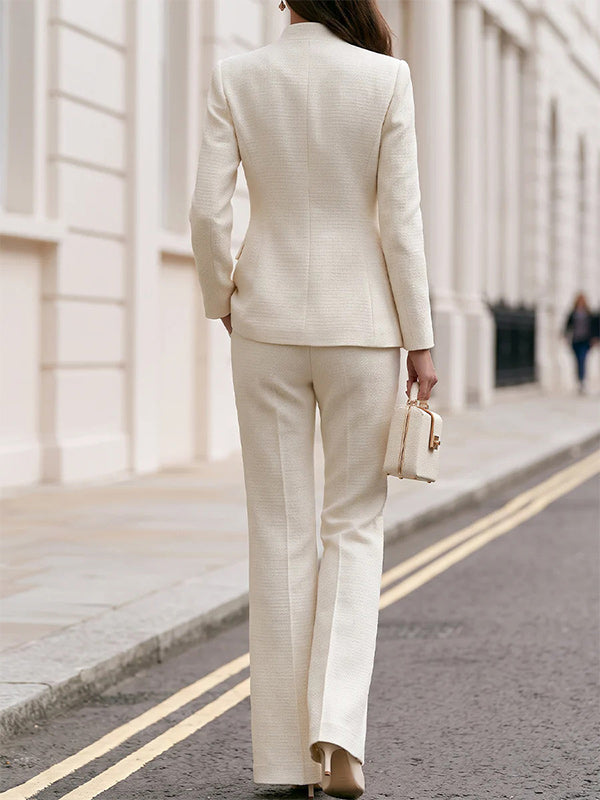 Button-Front Blazer & Pants Set