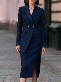 Two-Button Slit Blazer Dress