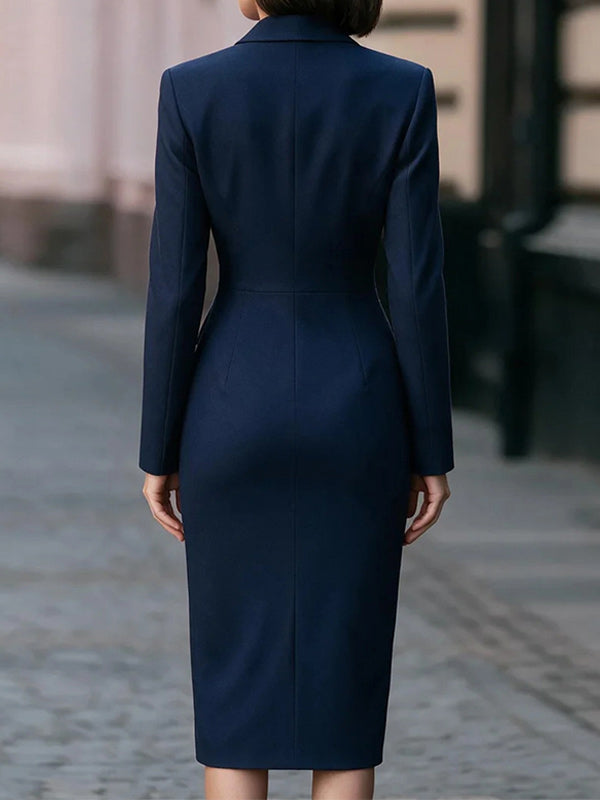 Two-Button Slit Blazer Dress