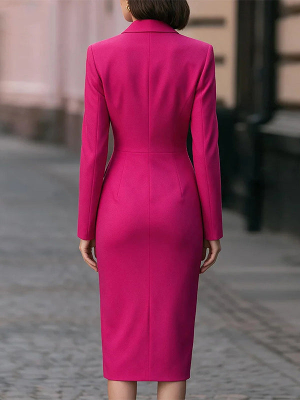 Two-Button Slit Blazer Dress
