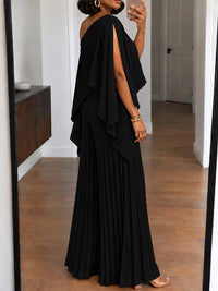 Pleated Boat-Neck 3PC Pants Set