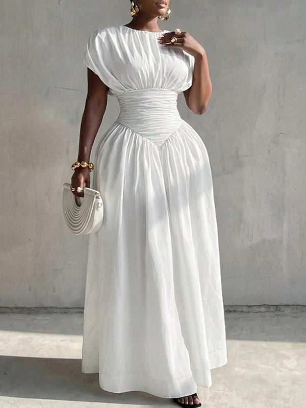 Solid Cinched-Waist Dress