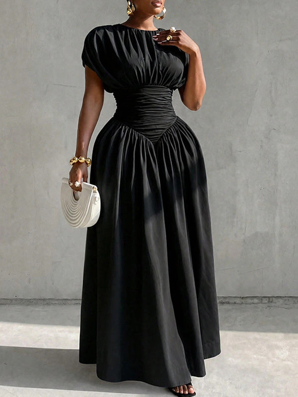Solid Cinched-Waist Dress
