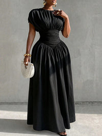 Solid Cinched-Waist Dress