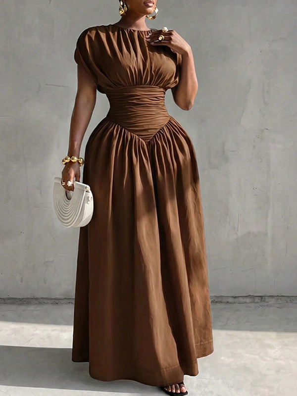 Solid Cinched-Waist Dress