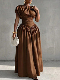Solid Cinched-Waist Dress
