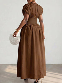 Solid Cinched-Waist Dress