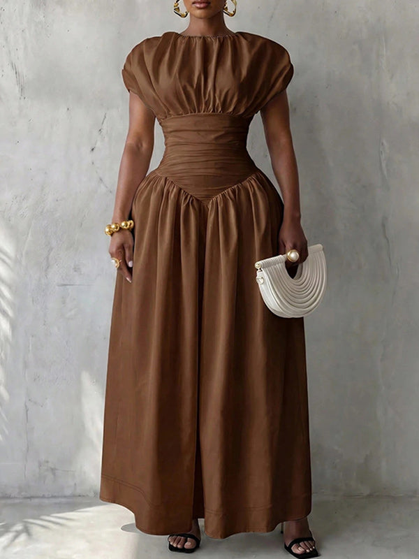 Solid Cinched-Waist Dress