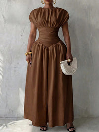 Solid Cinched-Waist Dress