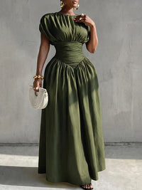 Solid Cinched-Waist Dress