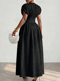 Solid Cinched-Waist Dress