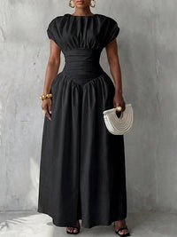 Solid Cinched-Waist Dress