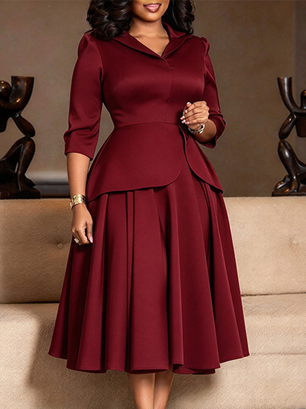 Solid Peplum Blazer Dress