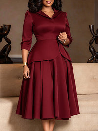 Solid Peplum Blazer Dress