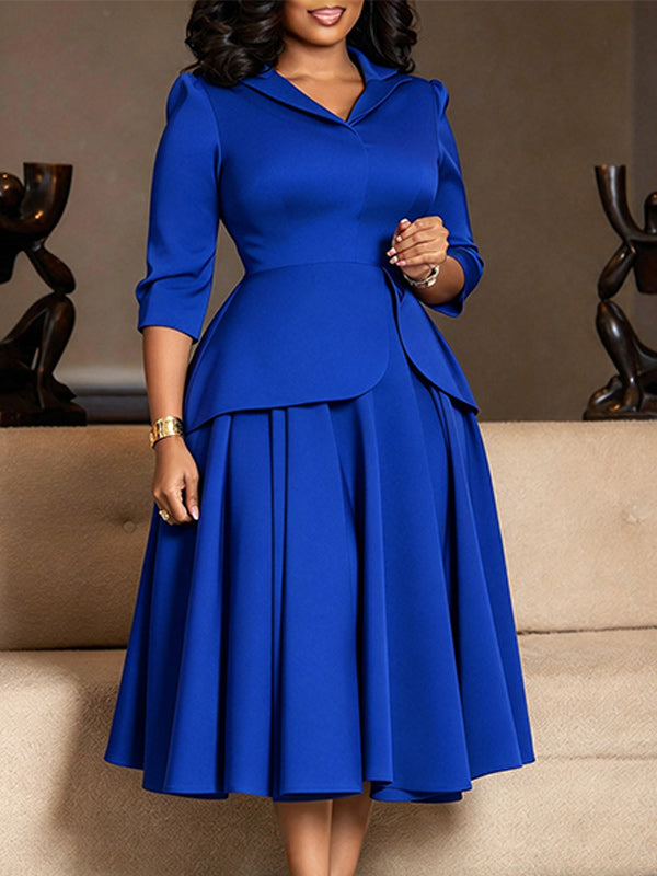 Solid Peplum Blazer Dress