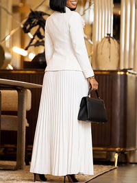 3D Floral Blazer & Pleated Skirt Set