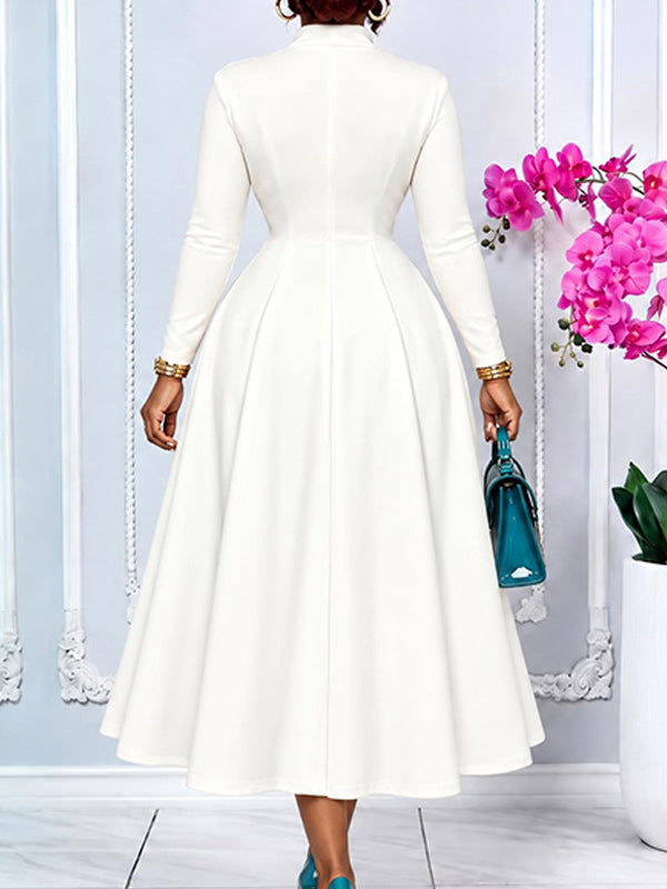 V-Neck Button-Front Dress