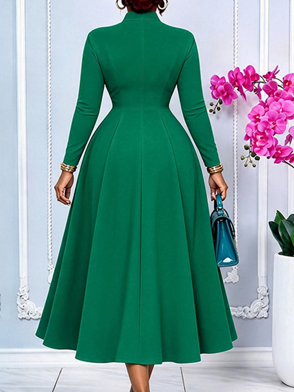 V-Neck Button-Front Dress
