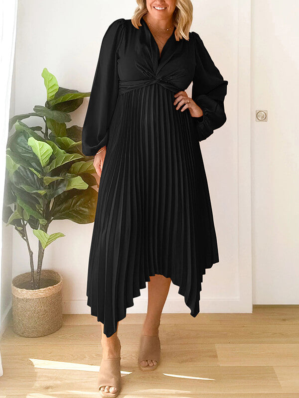 Twisted Front Pleated Dress
