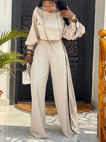 Beautiedoll Mock-Neck Puff-Sleeve Top & Wide-Leg Pants Set