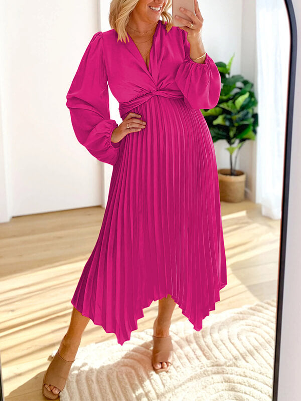 Twisted Front Pleated Dress