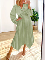Twisted Front Pleated Dress