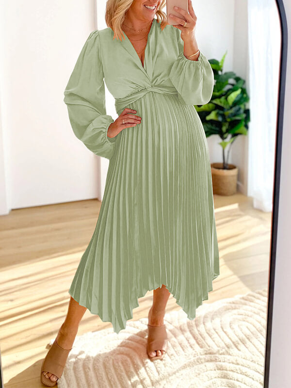 Twisted Front Pleated Dress