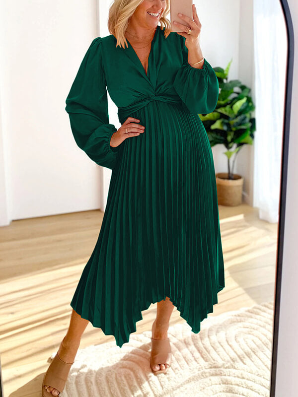 Twisted Front Pleated Dress