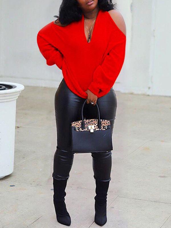 Beautiedoll Multi-Way Cold-Shoulder Sweater