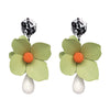 Fashion Big Green Flowers Drop Earrings